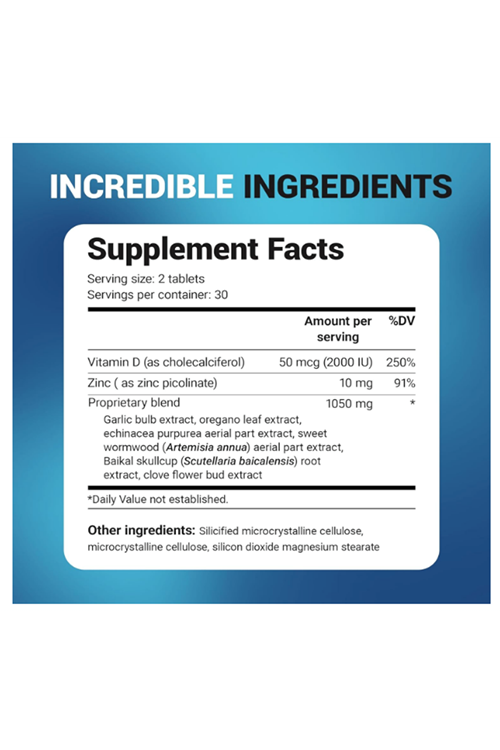 Dr. Berg Emergency Immune Support Echinacea - Potent Blend of Herbal Extracts  2,000 IU Vitamin D  10mg of Zinc - 60 Tablets.