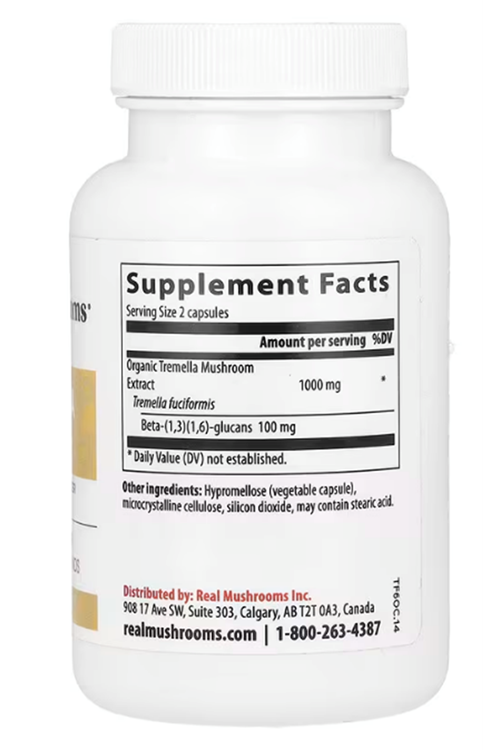 Real Mushrooms, Tremella, Mushroom Extract  120 Capsules.