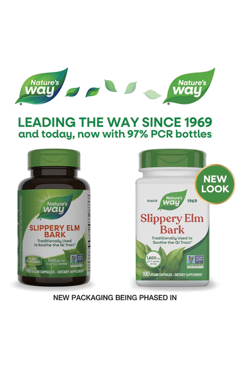 Nature's Way, Slippery Elm Bark, 1,600 mg, 100 Vegan Capsules.Abd Menşei.36.