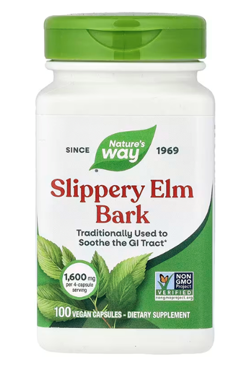Nature's Way, Slippery Elm Bark, 1,600 mg, 100 Vegan Capsules.Abd Menşei.36.