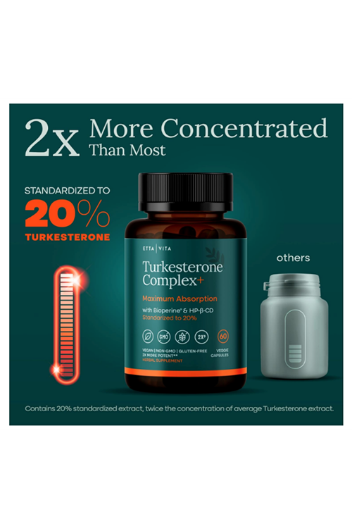 Etta Vita Turkesterone Energy Bioperine ile Yüksek Emilim 60 Capsul.Made ın Usa.62.