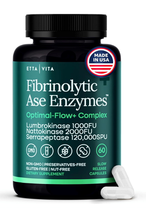 Etta Vita Fibrinolytic Ase Enzymes Lumbrokinase Nattokinase Serrapeptase 60 Slow Release Capsules.Made ın Usa.
