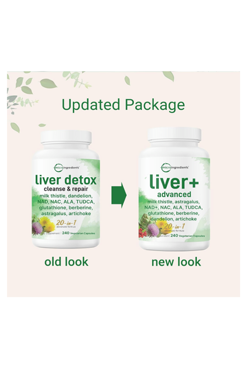 Micro Ingredients  Liver Advanced+ 240 Veggie Capsul. Milk Thistle, Dandelion, NAD, NAC, ALA, TUDCA, Glutathione, Artichoke, Turmeric, Astragalus.