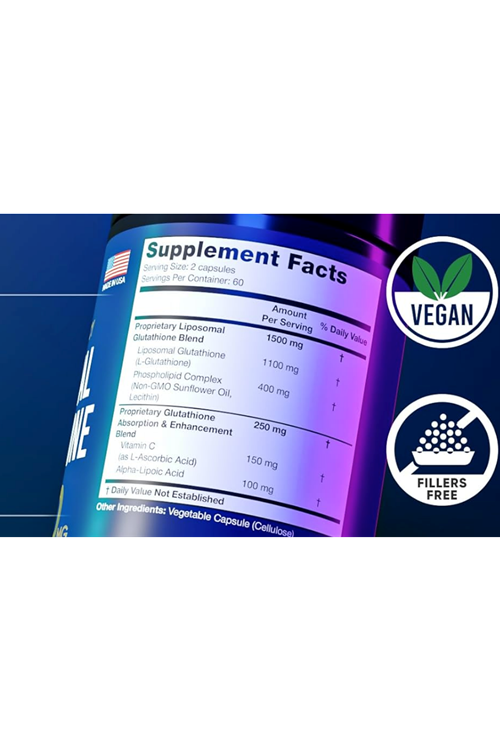 Alpha Flow Liposomal Glutathione 120 Capsul  Glutathione Liposomal with VIT C + Phospholipid Antioxidant Complex - Liver Detox and Immune Support.