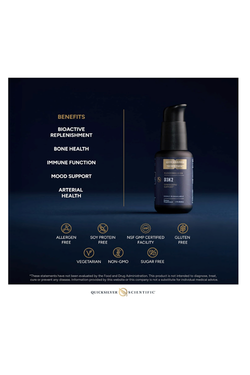 Quicksilver Scientific Nanoemulsified - Emulsified 50ML Vitamin D3 + K2 MK7 Liposomal for Heart, Bone Health + Immune Support - Bioactive 2500IU for Enhanced Absorption .