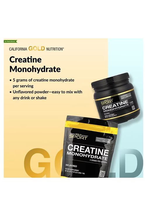 California Gold Nutrition, Sport, Pure Creatine Monohydrate, Unflavored, 1 lb (454 g) Made ın Usa.