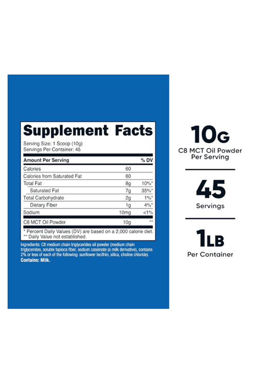 Nutricost C8 MCT Oil Powder 1LB (16.2oz) - 95% C8 MCT Oil 454gr.