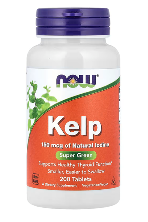 NOW Kelp 150 mcg of Natural Iodine, Easier to Swallow Tablet, Super Green, 200 Tablet.