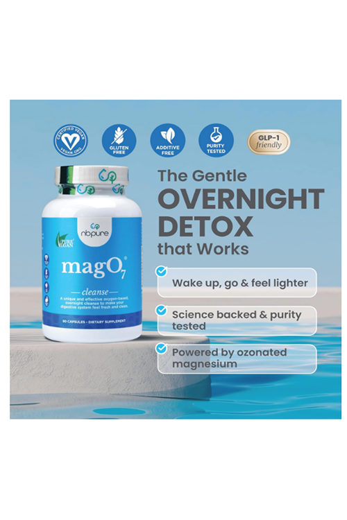 NBpure MagO7 - 90 Capsul Natural Colon Cleanse  Detox Occasional Constipation Relief, Stool Softening, Bloating for Men & Women Ozonated Magnesium Oxide.