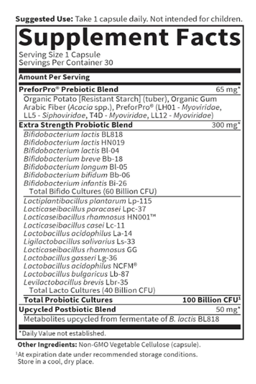 Garden of Life Dr Formulated 30 Capsul Once Daily 3-in-1 Complete Probiotics, Prebiotics  Postbiotics for Women and Men’s Digestive  Immune Health – Extra Strength, 100 Billion CFU.