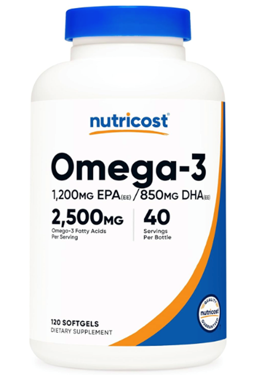 Nutricost Omega 3 Fish Oil - 2500MG, 120 Softgels (40 Serv) - Fish Oil, Wild Caught! 1200mg EPA 850mg DHA - Non-GMO, Gluten Free.