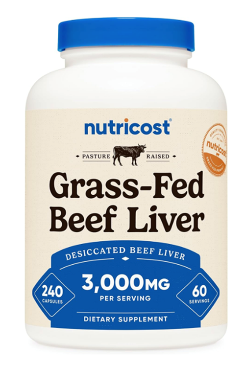 Nutricost Grass Fed Desiccated Beef Liver 3000mg  240 Capsul  60 Servings - No Hormones, GMO and Gluten Free, Pasture-Raised, Free Range Beef.