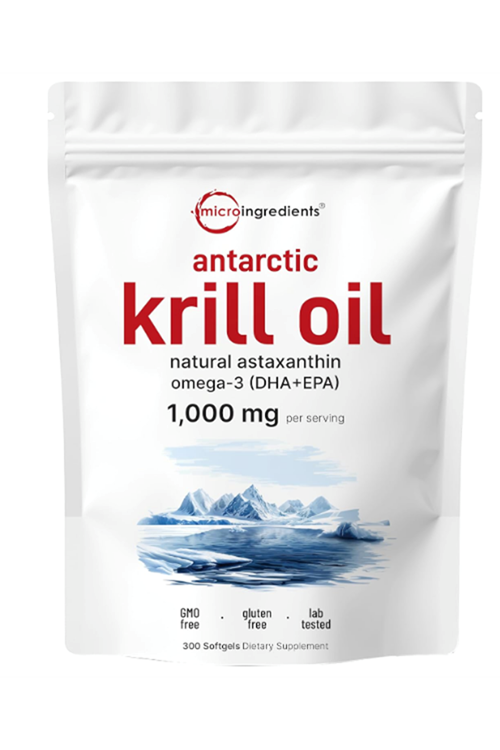 Micro Ingredients Antarctic Krill Oil  1000mg  300 Soft-Gels, Rich in Omega-3s EPA, DHA  Natural Astaxanthin, Immune System  Brain Health, Easy to Swallow.