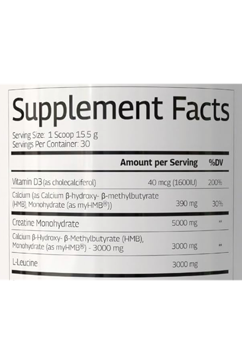 VINATURA HMB Creatine Leucine  465gr - 5g Creatine Monohydrate, 3g HMB, 3g L-Leucine - Vitamin D3, Vegan Lemonade Flavor, Muscle  Strength Support - 30 Servis.