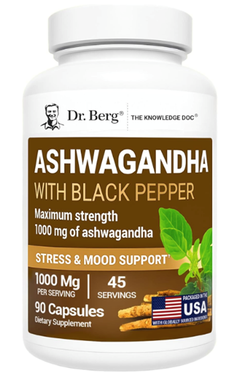 Dr. Berg Asha+ 1000mg  Root with Black Pepper from Bioperine - 90 Capsules.