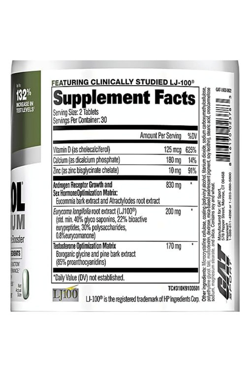 GAT Testrol Platinum, PremiumTest Booster for Men by Stamina  Boron, Vitamin D, Zinc, 60 Tablets.