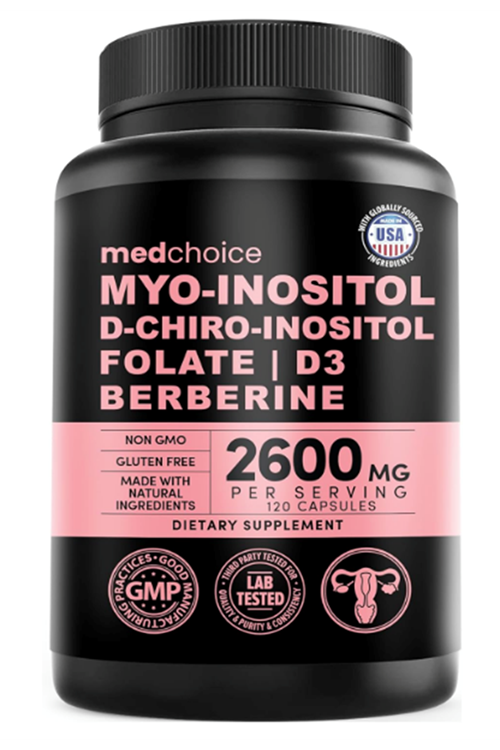 MEDCHOICE Myo-Inositol and D-Chiro Inositol,Folate, Vitamin D3, Zinc, Magnezium Berberıne 120 Capsul.