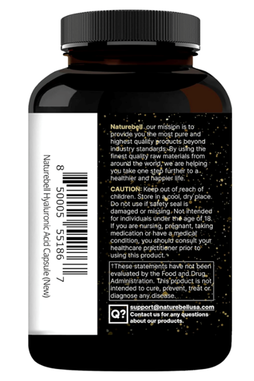 NatureBell Hyaluronic Acid 250mg - 240 Capsules - 250mg Hyaluronic Acid, 5000mcg Biotin & 25 mg Vitamin C.