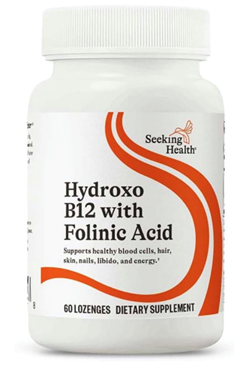 Seeking Health Hydroxo B12 with Folinic Acid 60 Lozenges Tablet- Non-Methylated Form of Folate.