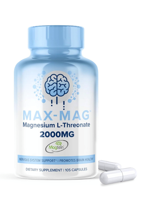 Maxlife Naturals Max-Mag Magnezium L-Threonate- 105 Capsules Made in USA- Magtein 2000mg with Vitamin D3 and K2 for Sleep, Mood & Brain.