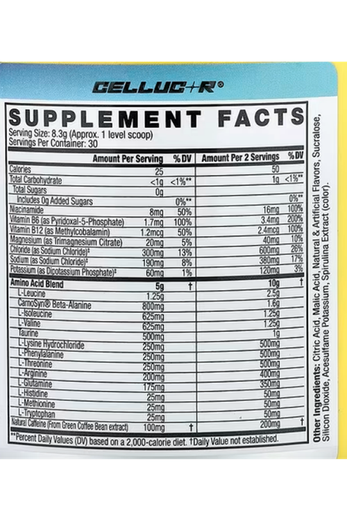 Cellucor C4 Energy + Aminos  30 Servis 5g BCAAs  EAAs for Muscle Recovery, 3 Electrolytes for Hydration, Natural Caffeine  Pre Workout  Zero Sugar.Usa Menşei!!.