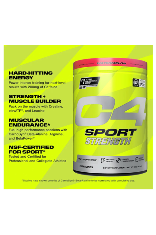 Cellucor C4 Sport Strength Pre Workout 20 Servis - NSF Certified for Sport - Beta-Alanine,Creatine,Caffeine Sugar Free.Usa Menşei.