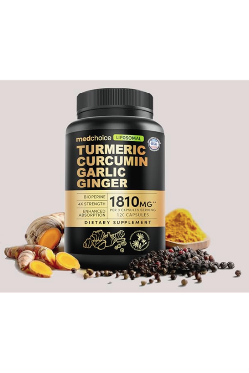 MEDCHOICE LIPOSOMAL Turmeric, Curcumın, Garlic, Ginger Root with BioPerine 120 Capsul.