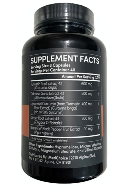 MEDCHOICE LIPOSOMAL Turmeric, Curcumın, Garlic, Ginger Root with BioPerine 120 Capsul.