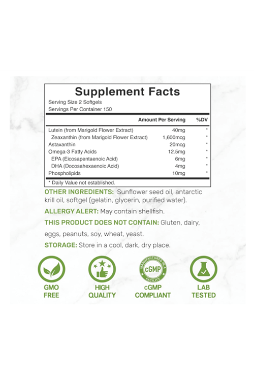 DEAL SUPLAMENT Lutein and Zeaxanthin 40mg Per Serving, 300 Softgels Plus Astaxanthin, Omega-3s,  Phospholipids Non-GMO.