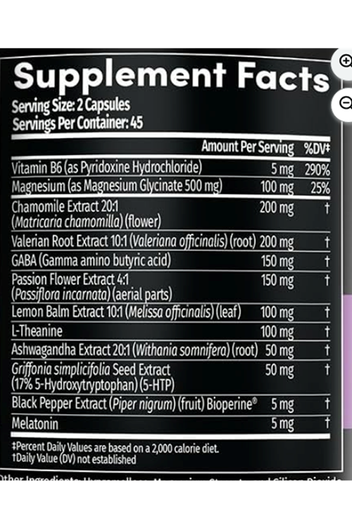 MEDCHOICE  Natural Sleep Magnesium Glycinate 500mg, L Theanine, Valerian Root,, GABA, 5-HTP, 90 Capsul.ABD MENŞEİ.50.