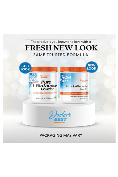 Doctors Best Pure L-Glutamine Powder Supports Muscle Mass Strength,Non-GMO, Gluten Free, Soy Free,Vegan (300 Grams).