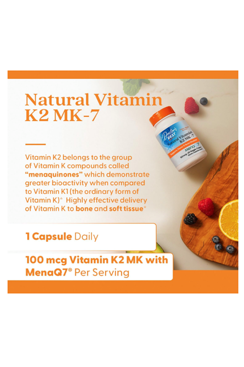 Doctor's Best, Natural Vitamin K2 MK-7 with MenaQ7, 100 mcg, 60 Veggie Capsul.USA 41.