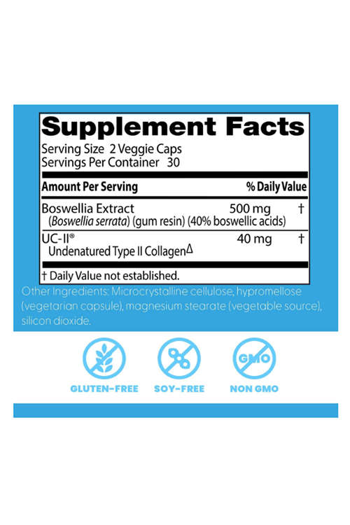 Doctors Best BioAvailable Boswellia + UC-II, Undenatured Type II Collagen Supports Joint Health,Gluten Free, 60 Veggie Caps.