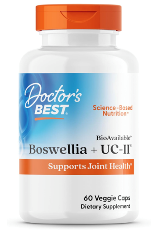 Doctors Best BioAvailable Boswellia + UC-II, Undenatured Type II Collagen Supports Joint Health,Gluten Free, 60 Veggie Caps.