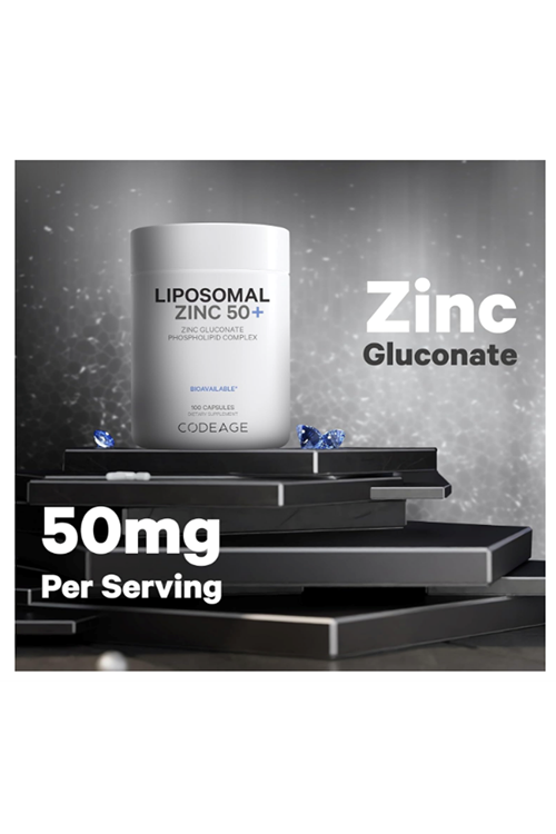 Codeage Liposomal Zinc 100 Capsul–3 Month Supply–One Per Day-50mg Zinc Gluconate- Essential Mineral-Vegan.