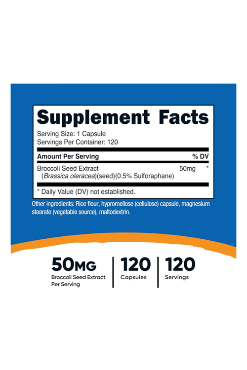 Nutricost Sulforaphane Glucosinolate (SGS) (120 Capsules) - 50 mg Broccoli Seed Extract Per Serving.