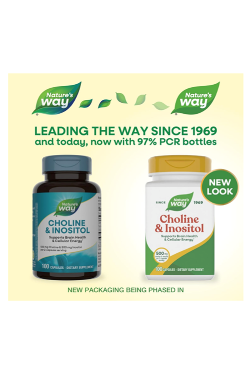 Nature's Way Choline & Inositol - 1000mg - Supports Brain Health  Cellular Energy - Choline Bitartrate - Gluten Free - 100 Capsul Usa Version 46.