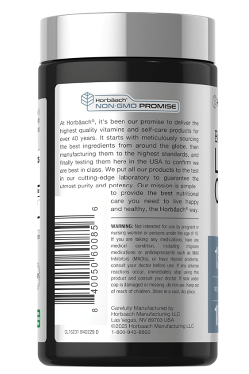 Horbäach Lithium Orotate 130mg  180 Capsul Non-GMO, Gluten Free  5mg. Usa Menşei.43.