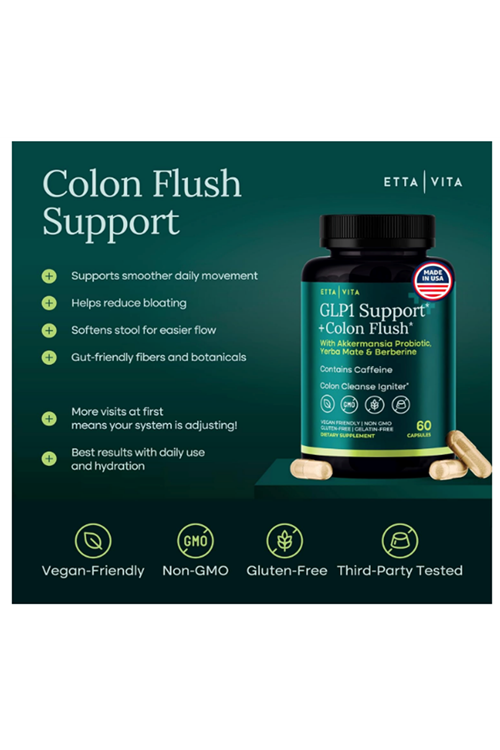 Etta Vita GLP1 Energy Igniter+ 60 Capsul Weight Loss  Energy - Appetite Suppressant  Fat Burner for women and men with Berberine, Yerba Mate, Psyllium Husk, Senna Leaf, Lemon, Black Garlic - Digestive Broom.Made ın Usa.