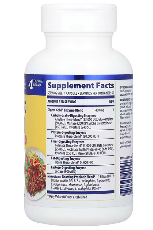 Enzymedica, Digest Gold® + Probiotics, 90 Capsules.
