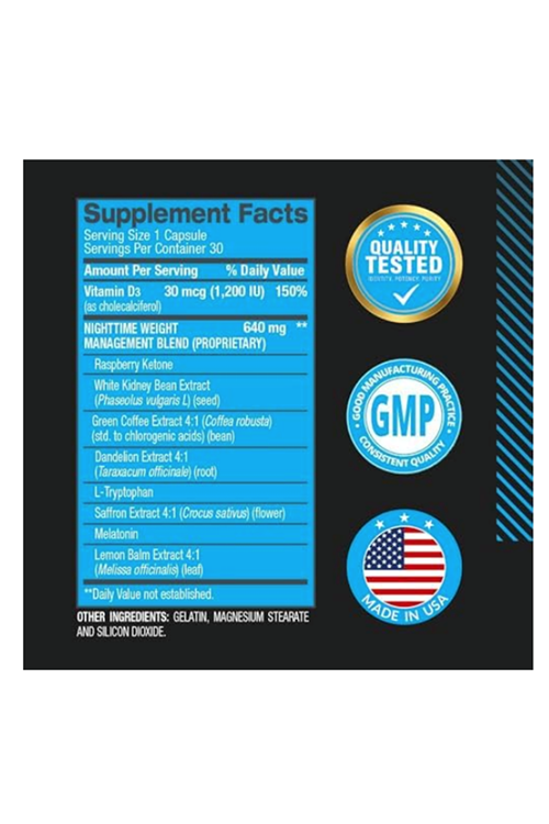 BPI Sports Nite Burn 640mg 30 Capsul Nighttime Fat Burner  Sleep Support – Keto-Friendly – Weight Loss, Relaxation, Boost Metabolism .