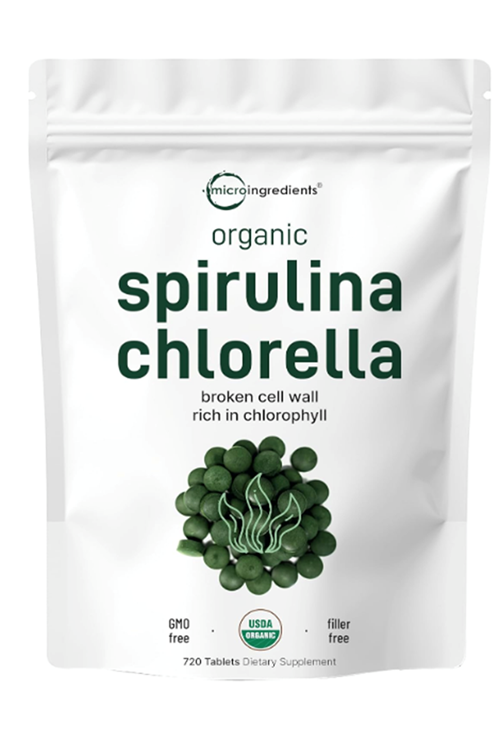 Micro Ingredients Organic Spirulina Chlorella Tablets, 3,000mg Per Serving, 720 Tablets.