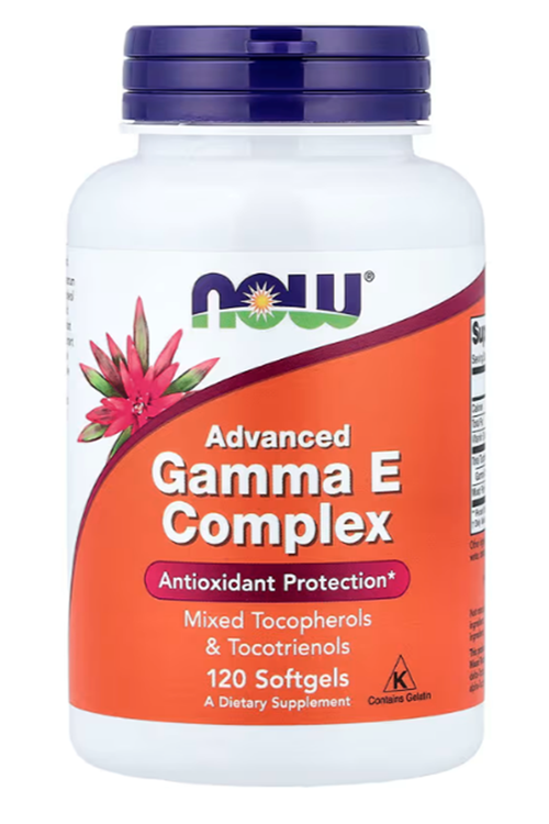 NOW Foods Gamma E Complex Advanced Vitamin E  Tocopherols and Tocotrienols 120 Softgels.