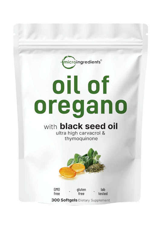 Micro Ingredients Oil of Oregano 300 Softgels Black Seed Oil 4X Strength Carvacrol  Thymoquinone  Plant Based Non-GMO.