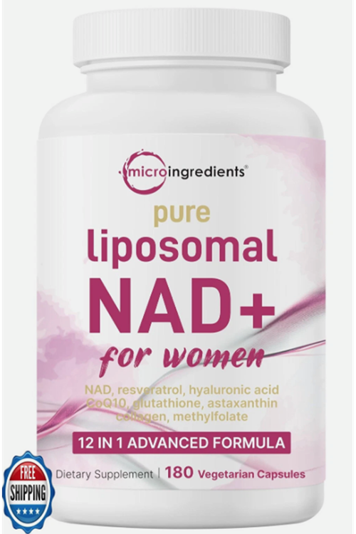 Micro Ingredients, Liposomal NAD+ For Women, 180 Vegetarian Capsules.