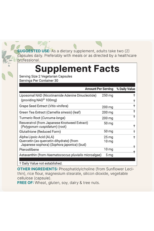 Micro Ingredients Liposomal NAD+ Ultimate  1000mg  60 Veggie Capsul NMN  Resveratrol, Glutathione,  Astaxanthin  for Women - Men.