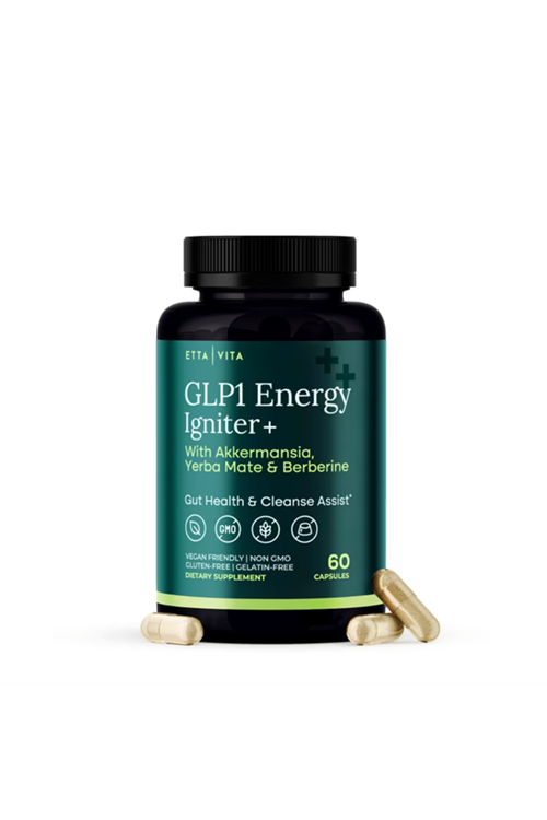 Etta Vita GLP1 Energy Igniter+ 60 Capsul Weight Loss  Energy - Appetite Suppressant  Fat Burner for women and men with Berberine, Yerba Mate, Psyllium Husk, Senna Leaf, Lemon, Black Garlic - Digestive Broom.Made ın Usa.