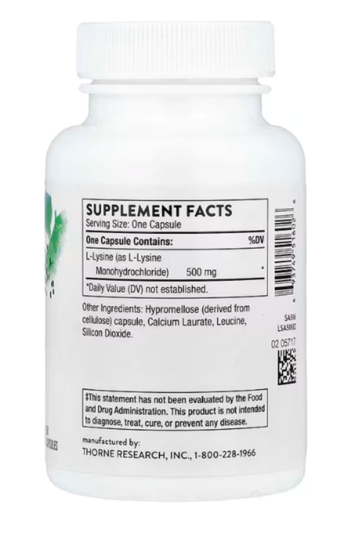 Thorne, Lysine, 500 mg, 60 Capsules.
