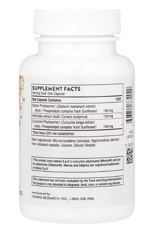 Thorne, S.A.T.®, 60 Capsules.Silybin Phytosome,Artichoke extract,Curcumin Phytosome.