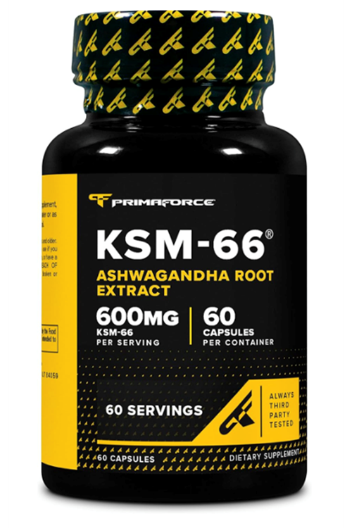 Primaforce KSM-66 Asvaganda Root Extract (600mg) 60 Veggie Capsul - 5% Withanolides with BioPerine.